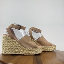 New NWOB Womens Marc Fisher LTD Nelly Pink Suede Woven Wedge Sandals Size 10 M