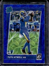 2021 Panini Donruss Optic Tutu Atwell Blue Scope RC Rated Rookie #220 Rams