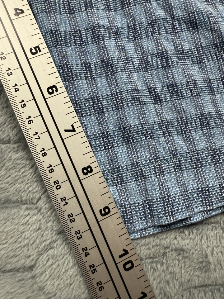 Tommy Bahama Pantalones Cortos Para Hombres 2XL Azul A Cuadros Lino Algodón Elastizado Cordón Bolsillos Foto 3 de 4