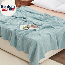 6 Layer 100 Cotton Muslin Blanket, 90"X90" Muslin Blanket Queen for Couch Bed,