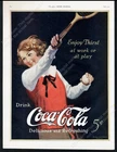1923 Coke Coca Cola tennis woman art vintage print ad