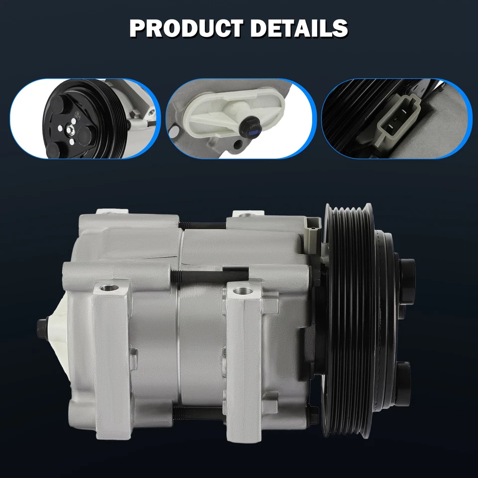 For 1998-2000 Ford F-100 Ranger 1998-2001 Mazda B2500 2.5L AC A/C Compressor - Image 2 of 4