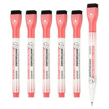 Magnetic Whiteboard Pen, 0.5-1mm Fine Tip Dry Erase Red Markers, 6 Pcs