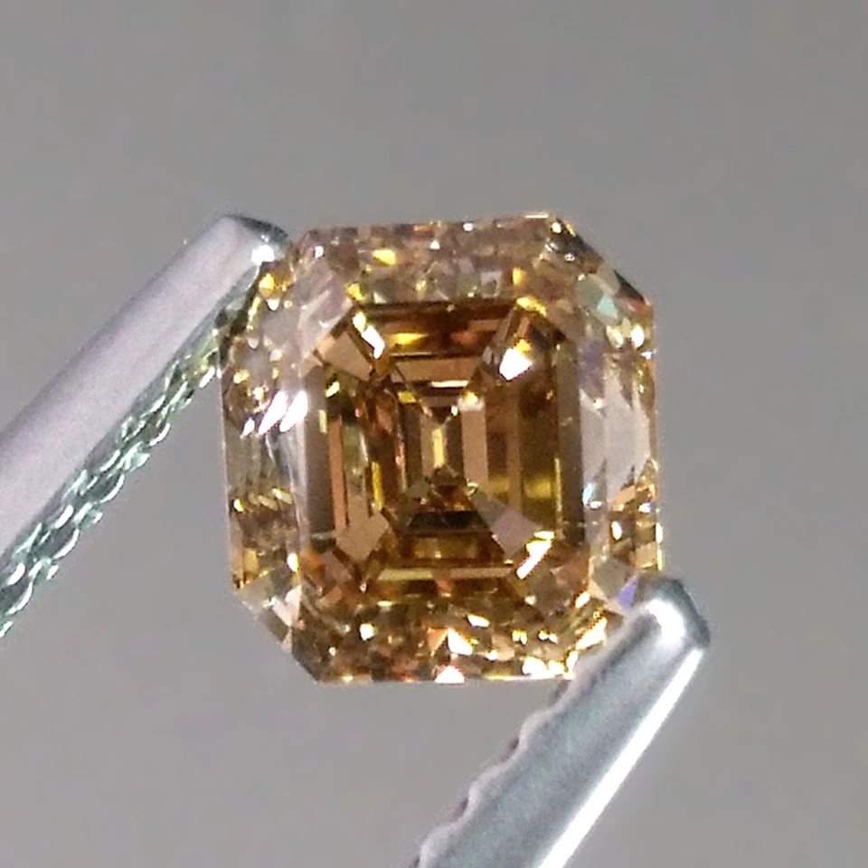 1.00cts Asscher cut Fancy Champagne Untreated Natural Earth Mined Loose Diamonds - Image 3 of 4