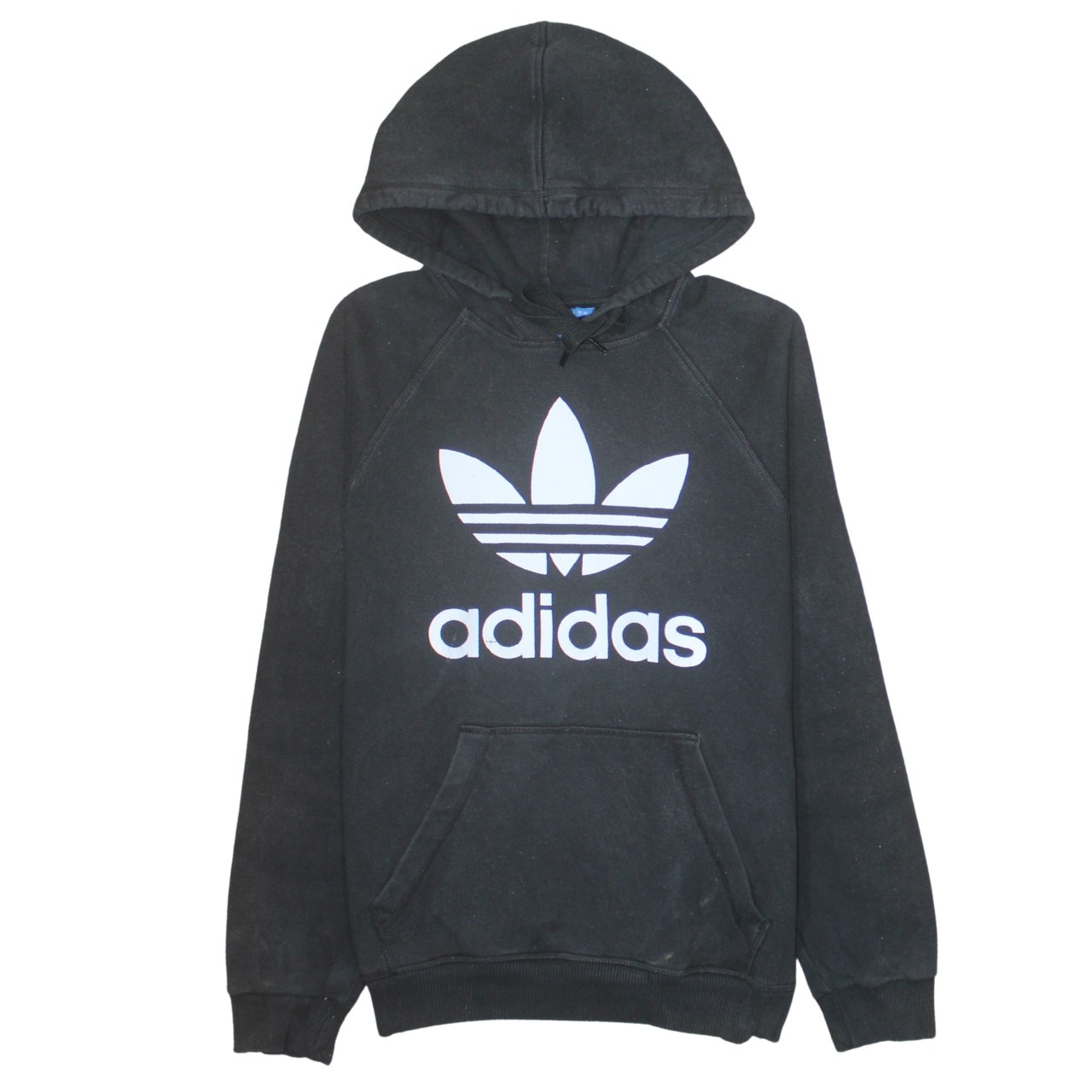 Adidas Mens Hoodie Black Originals Trefoil Graphic Fleece Pullover Logo Top S