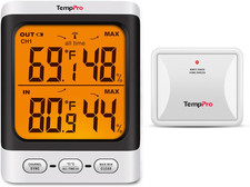 Temppro Indoor Outdoor Thermometer Wireless, 500 Ft outside Thermometer with Col