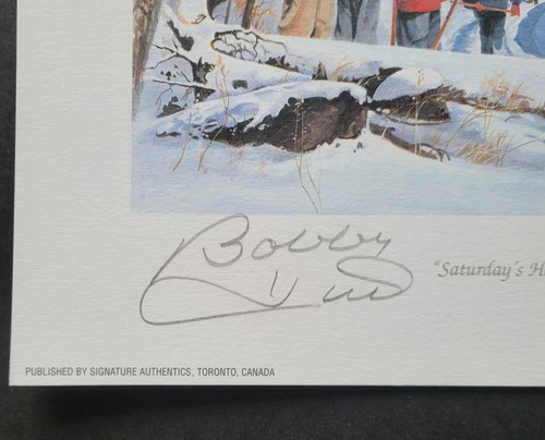 Estampado litográfico firmado por Walter Burden de Bobby Hull & Guy Lafleur - Imagen 2 de 3