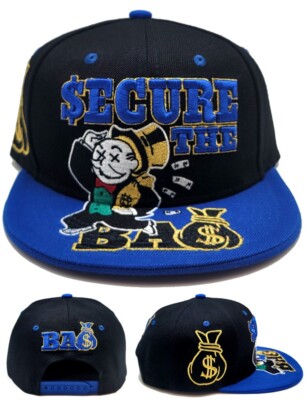 Secure the Money Penny Bag New Uncle Leader Rich Monopoly Era Snapback Hat  Cap