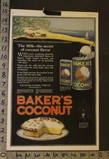 1920 BAKERS COCONUT NAUTICAL TROPIC PALM FOOD KITCHEN HOME DECOR ART AD XW84