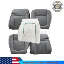 Front Both Driver Passenger Top & Bottom Seat Cover Gray For 2009-2014 Ford F150