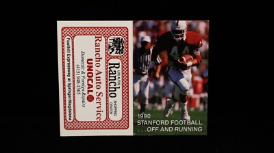 1990 Stanford Cardinal Football Schedule ''Rancho Auto Service''  Unocal 76