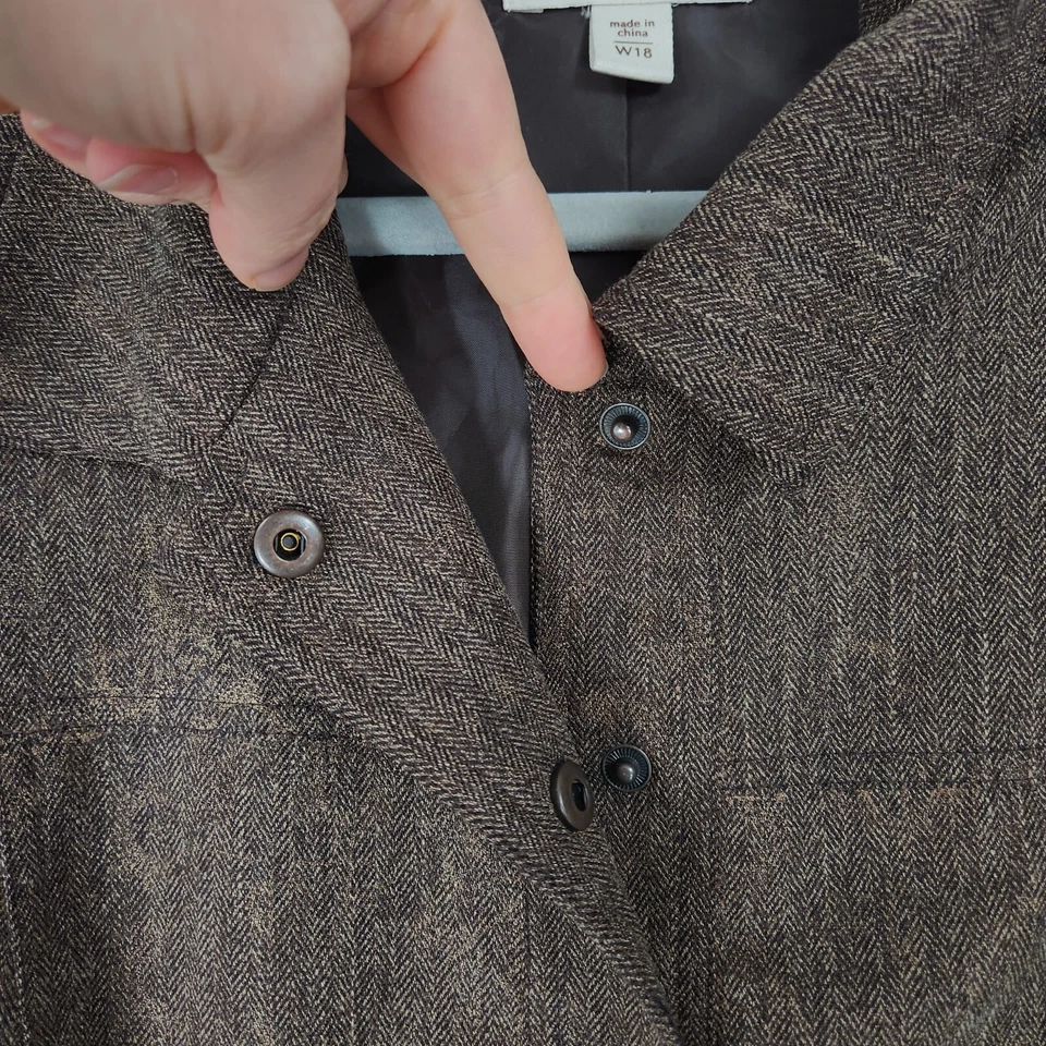 Chaqueta Coldwater Creek para mujer 18 marrón metálico espiga frente a presión informal Foto 3 de 4