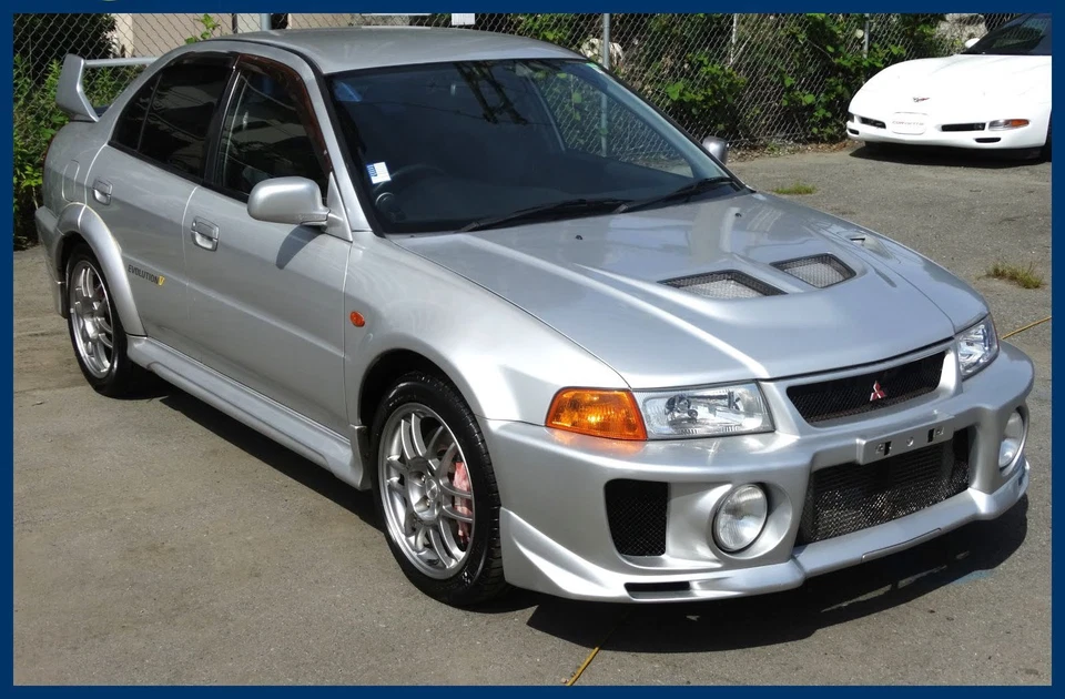 1998-2001 Mitsubishi Lancer Evo 5 6 Chrome/Black Headlight + Amber Corner light - Image 3 of 4