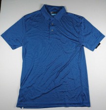 PGA TOUR Men's Classic Blue Striped Performance Polo Shirt NEW Small S
