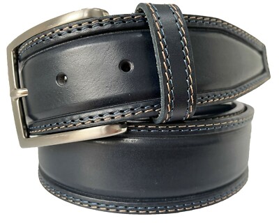 XL Italian Leather Belt With Contrast Stitching BOSS - Italian-leather belt with contrast stitching - Dark Brown main image 4