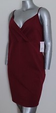 NWT PLUS WILD FABLE BODYCON STRETCH STRAPPY DRESS Size 4X Burgundy Cotton V NECK