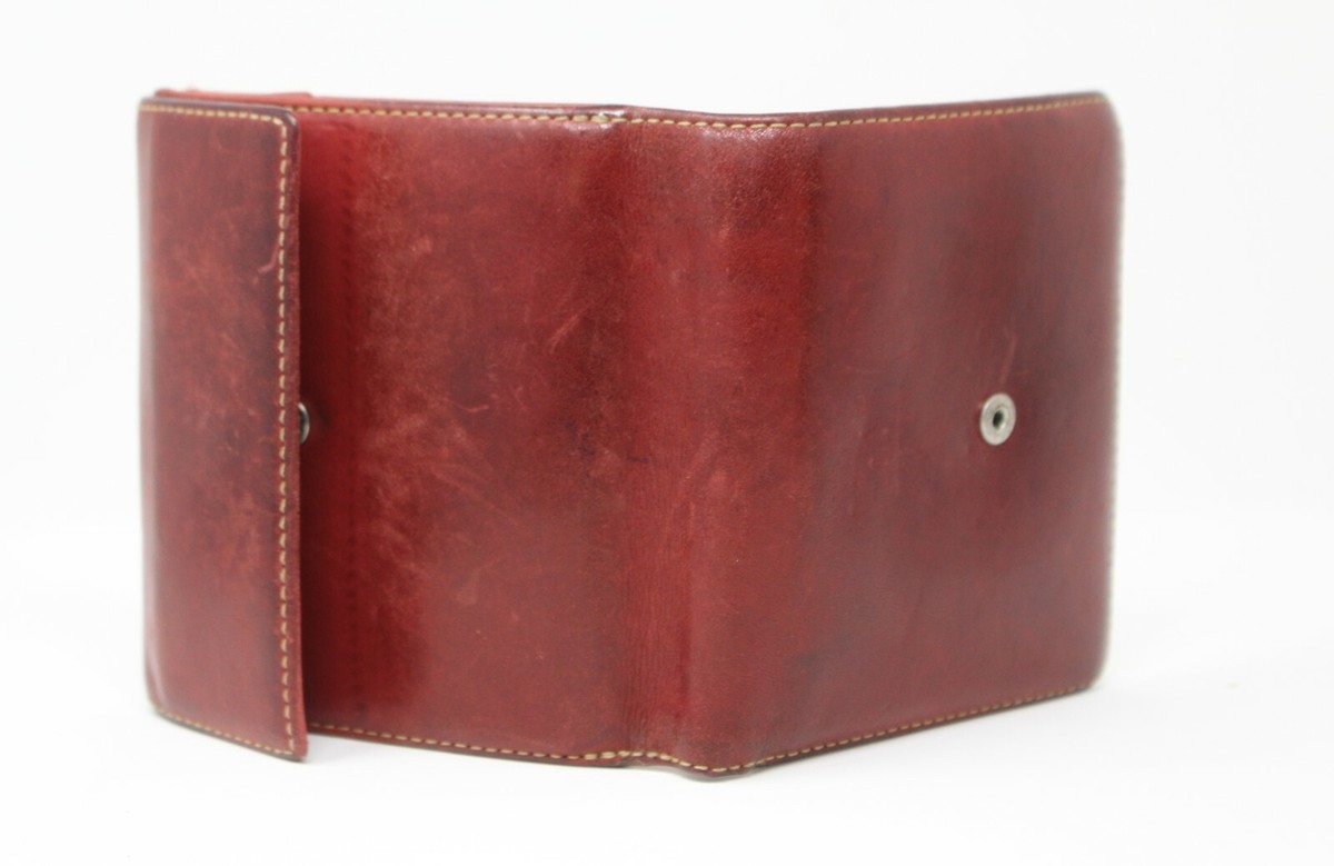 小物 OLD COACH Folding wallet leather red Vintage Coach Zoe Legacy Buckle Leather Red/Silver Bi-fold