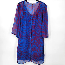 EXPRESS Women's Medium Sheer Button Down Shirt Dress w/ Lining FLAW