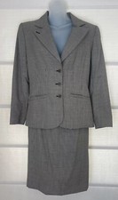VTG Christian Dior Italy Brown Wool Houndstooth Skirt Suit Sz 44/10 Runs Small