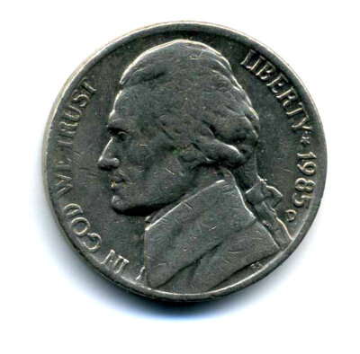 1985 D Jefferson Nickel American U.S 5 CENT US Nice Old America