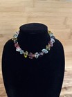 Signed Dkd Rainbow Art Glass Beaded Collar Necklace 16.5” Toggle Clasp