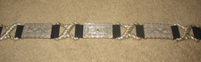 Nice silver tone Rectangle concho rhinestone elastic stretchy belt 32" Relaxed
