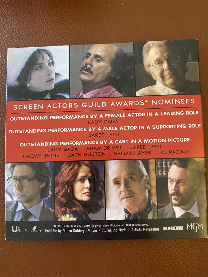 ДОМ GUCCI ~ DVD ~ FYC ЛЕДИ ГАГА ~ Джаред Лето ~ Адам драйвер ~ Аль Пачино ~ Хайек - Изображение 2 из 3