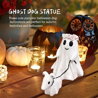 5.9 inch Ghost Walking Dog Statue Goblin And Ghoul Ghost Dog Halloween Figurine
