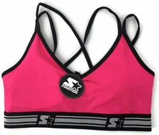 Starter Sports Bra Women’s S Power Pink Black Crossback CrossFit Gym Ladies New