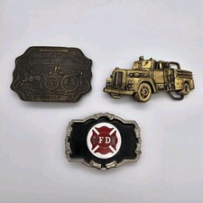 Vintage Brass Belt Buckle Lot Firefighter Baron Oregon Tiffany Studios