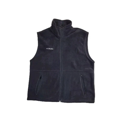 Columbia Vest Men's XL Black Full Zip Outdoor Fleece Casual High Neck Logo
