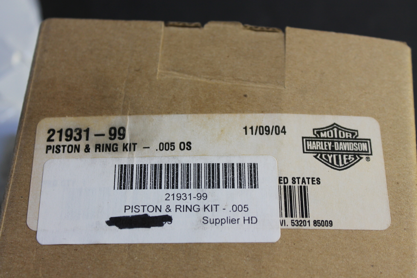 NEW Genuine HARLEY DAVIDSON PISTON KIT 0.05 Oversize OEM # 21931  