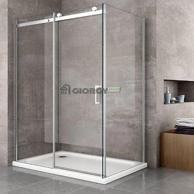 GIORGYSHOP BOX DOCCIA LUSSO IN VETRO DA 8MM CRISTALLO FISSO APERTURA SCORREVOLE ANTICALCARE