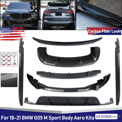 For 19-21 BMW X5 G05 M Sport Splitter Spoiler Full Body Aero Kits MP Carbon Look
