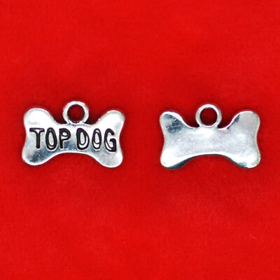 8 x Tibetisches Silber Top Hund Knochenetikett Haustier Charms Anhänger
