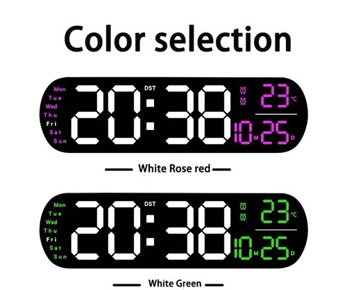 Digital Wall Clock Alarm Remote Control Calendar Temperature Date Large Display - Picture 11 of 20