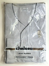 Vintage NEW Mens Pajamas LS "CHELSEA" Large Permanent Press Grey / Black