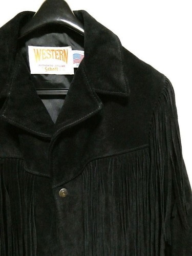 Schott 395 Suede Fringe Jacket Men size 38 Black Made In USA - Picture 3 of 5