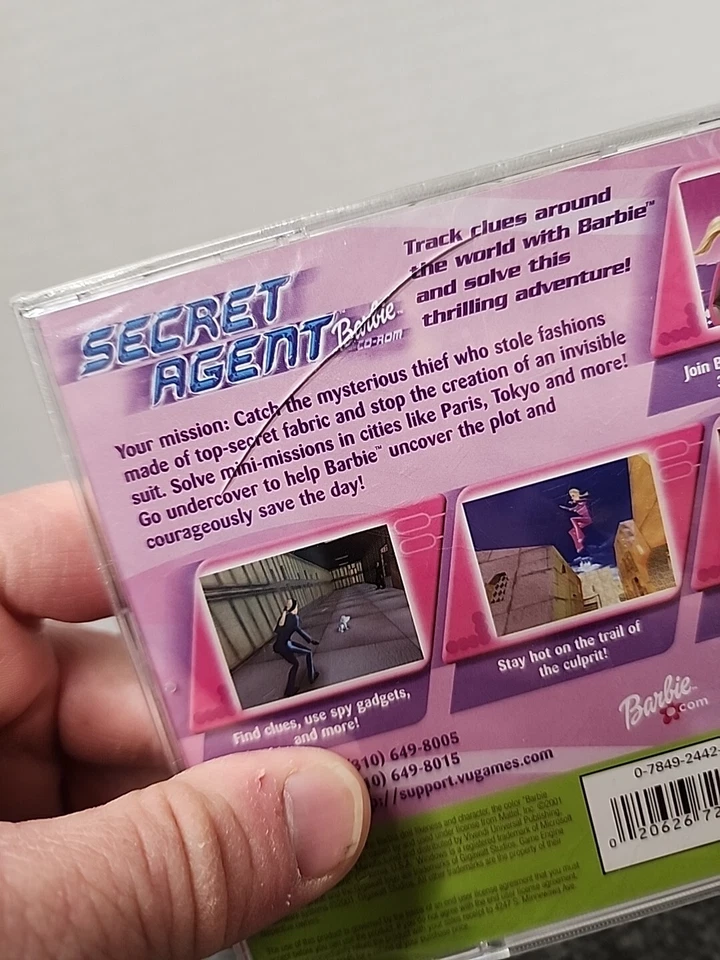 📦 Barbie Secret Agent (PC CD ROM, 2002, Jewel Case w/ Manual) New cracked case  - Image 3 of 3