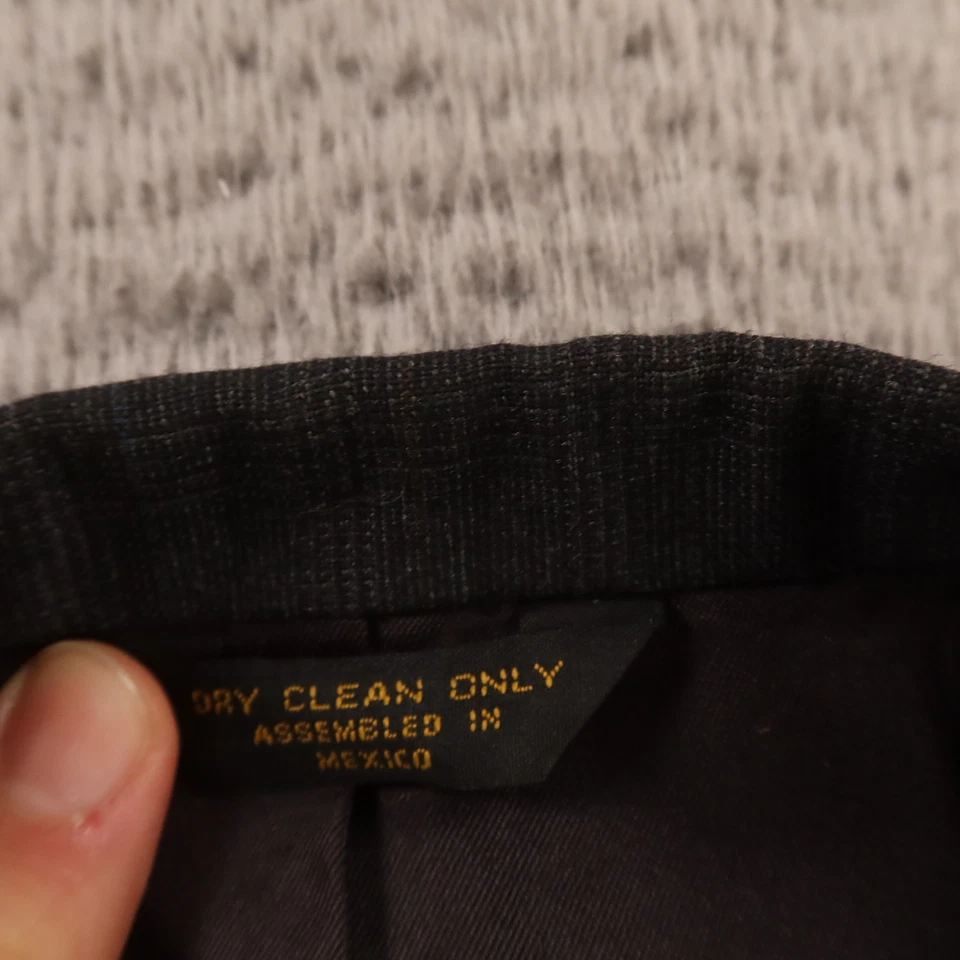 Blazer De Colección Chaqueta L Gris Príncipe de Gales Check Glen Poliéster Lana 44R Foto 3 de 4