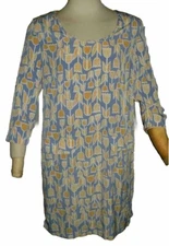 Retro Anthropologie MAEVE pastel blue & yellow tulip floral print shift dress XS