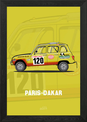 Renault 4 Paris-Dakar Rally Car Framed Wall Art Poster Canvas Print Picture