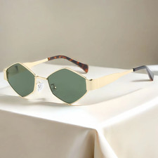 Fashion Hexagon Sunglasses Women 2024 Luxury Brand Design Unique Polygon Sun Gla