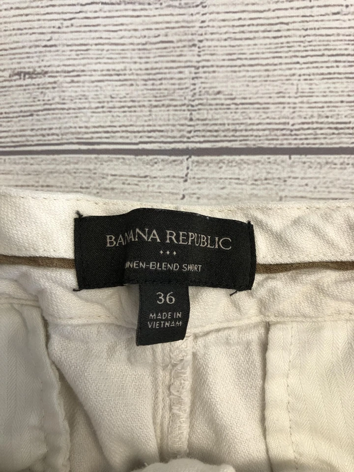 Pantalones Cortos Banana Republic Para Hombres 36 Blanco Mezcla de Lino Chino Ligeros Verano Informales Foto 2 de 4