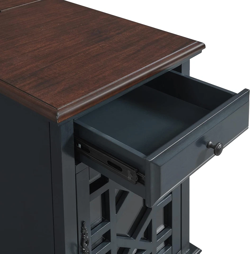 Elegant Chairside End Table with Power — 24″W X 16″D X 25″H, Catalina Blue with - Image 4 of 4