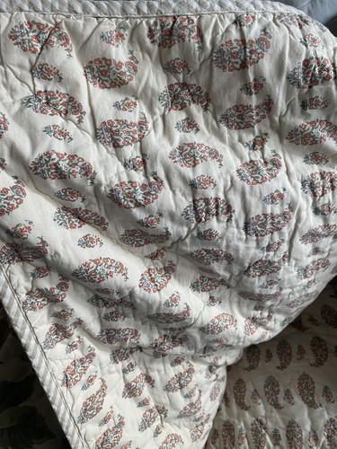Pottery Barn Carolina Quilt Full Queen Floral Patchwork Indian Block Reversible - Bild 3 von 7