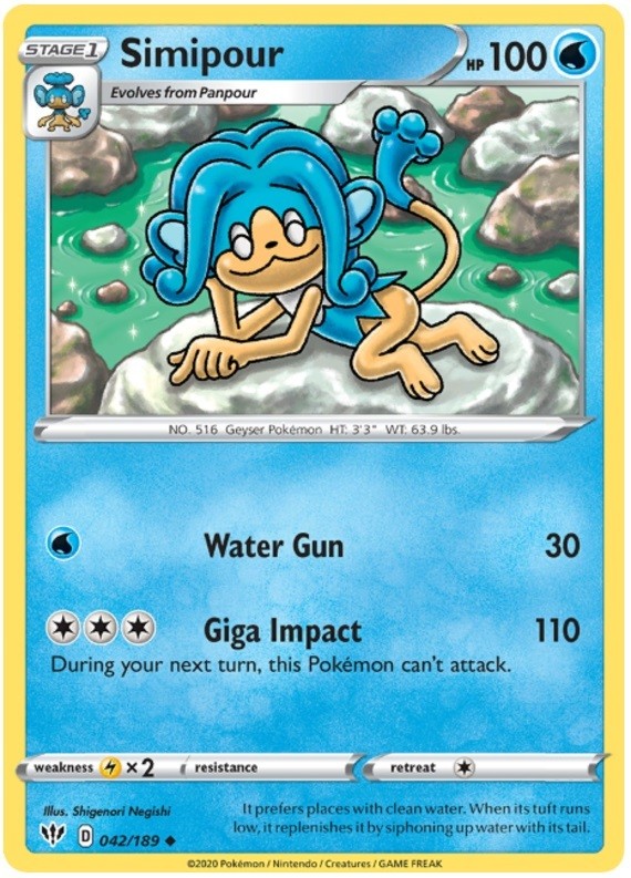 Simipour - 042/189 - Uncommon (Near Mint) Darkness Ablaze - Water Pokémon