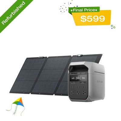 EcoFlow DELTA 3 Plus 1024Wh Portable Power Station+160W Solar Panel Refurbished