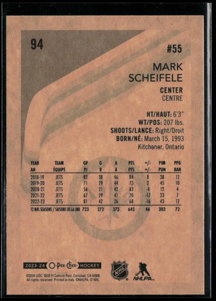 2023-24 O-Pee-Chee Retro #94 Mark Scheifele - Image 2 of 2