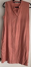 Uniqlo Women's Sleeveless Dress Size L Pink Linen Blend Midi